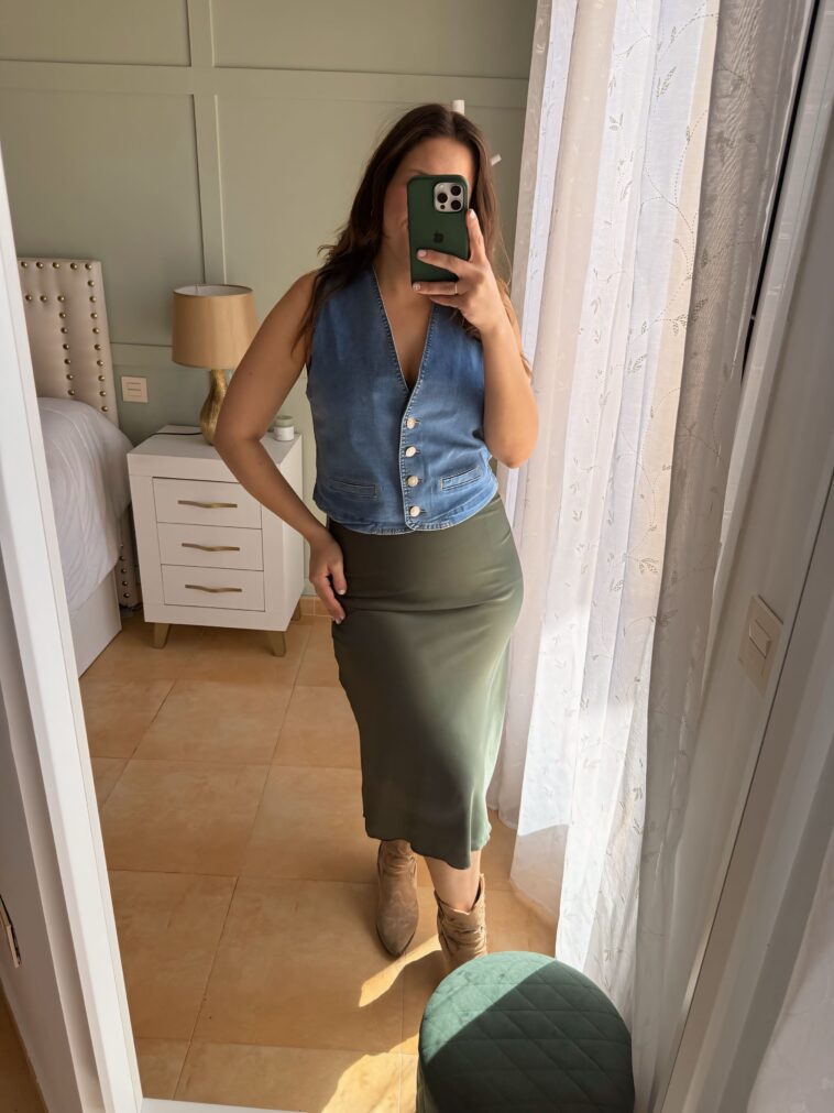 FALDA SATIN KAKI